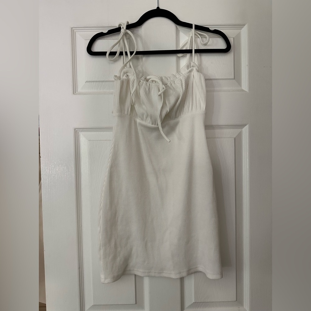 Tiger Mist White Ribbed Mini Dress